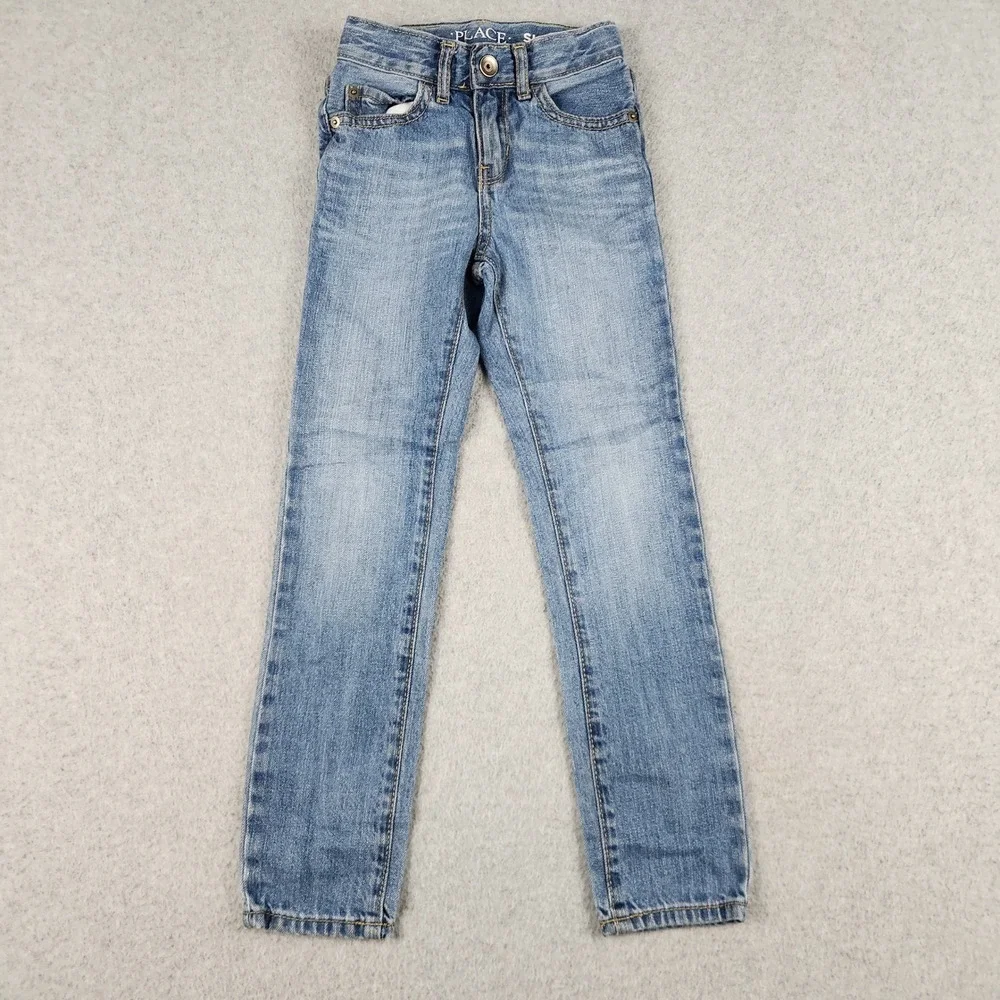 The Children's Place Jeans Kids 6 Blue Denim Medium Wash Slim Fit Skinny Grunge